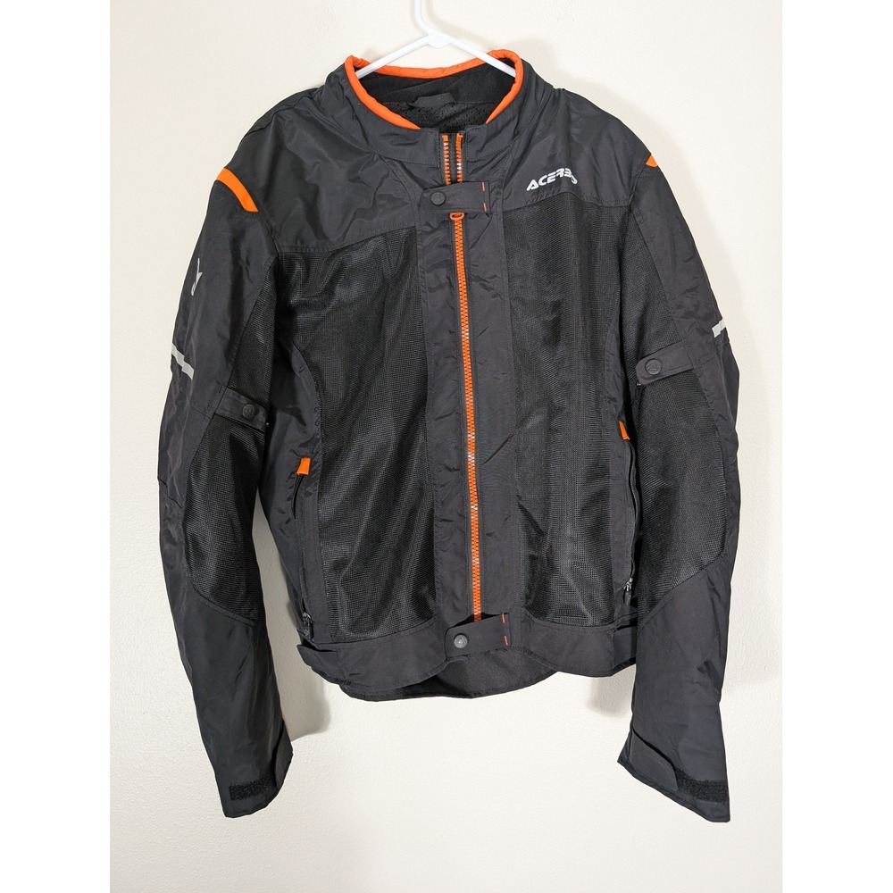 Acerbis Mens XL Ramsey My Vented 2.0 Mesh Motorcycle Jacket Black Orange Zip